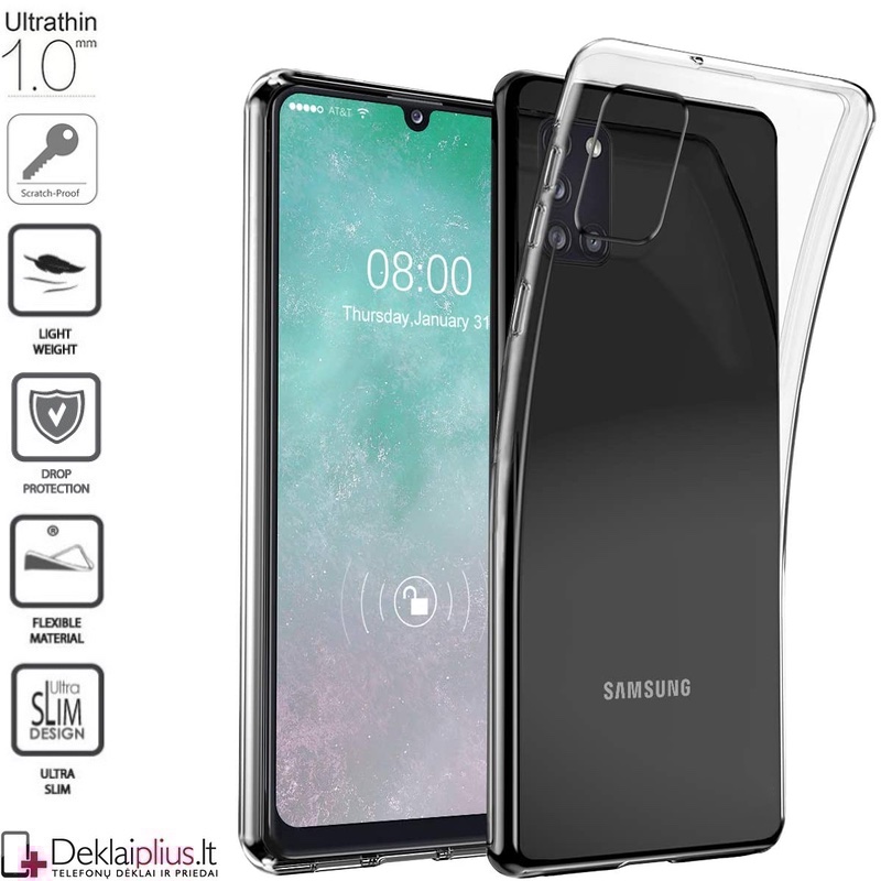 Silikoninis dėklas 1.0 mm storio - permatomas (Samsung A31) Silikoninis dėklas 1.0 mm storio - permatomas (Samsung A31)